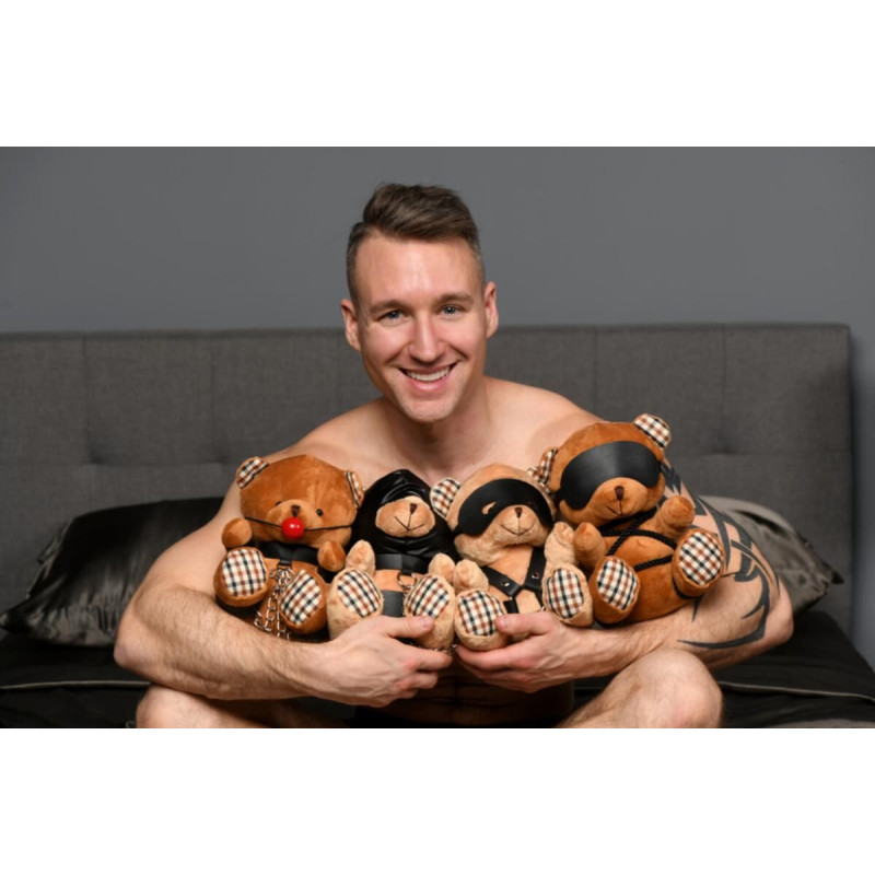 Плюшевый медвежонок ROPE Teddy Bear БДСМ в кожаной маске и обвязке, 22x16x12 см Плюшевый медвежонок ROPE Teddy Bear БДСМ в кожаной маске и обвязке, 22x16x12 см