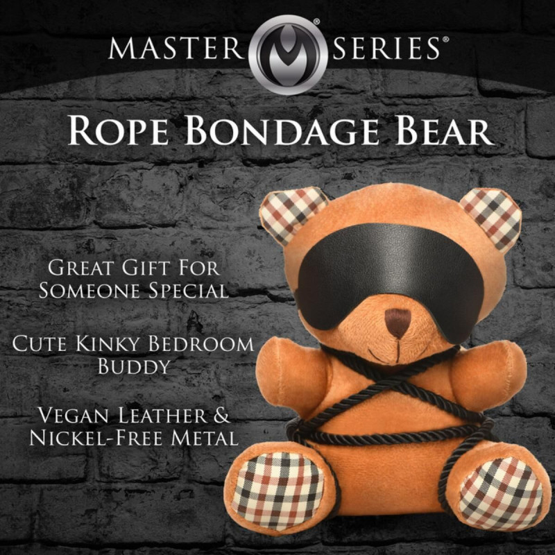 Плюшевый медвежонок ROPE Teddy Bear БДСМ в кожаной маске и обвязке, 22x16x12 см Плюшевый медвежонок ROPE Teddy Bear БДСМ в кожаной маске и обвязке, 22x16x12 см