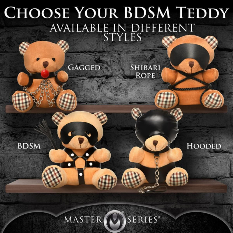 Плюшевый медвежонок ROPE Teddy Bear БДСМ в кожаной маске и обвязке, 22x16x12 см Плюшевый медвежонок ROPE Teddy Bear БДСМ в кожаной маске и обвязке, 22x16x12 см