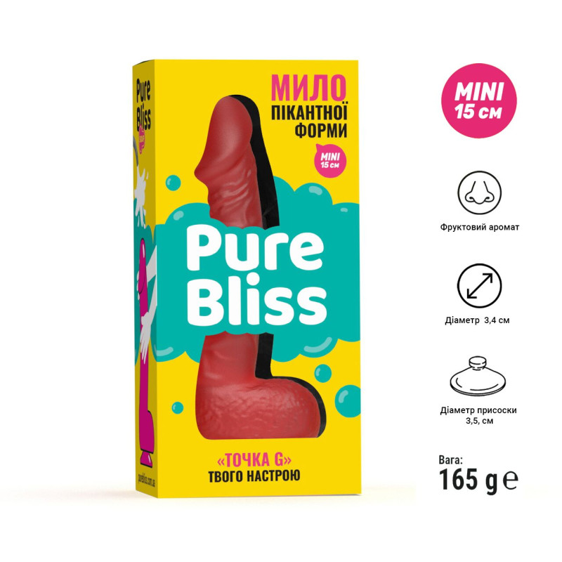 Крафтовое мыло-член с присоской Pure Bliss MINI Red, натуральное Крафтовое мыло-член с присоской Pure Bliss MINI Red, натуральное