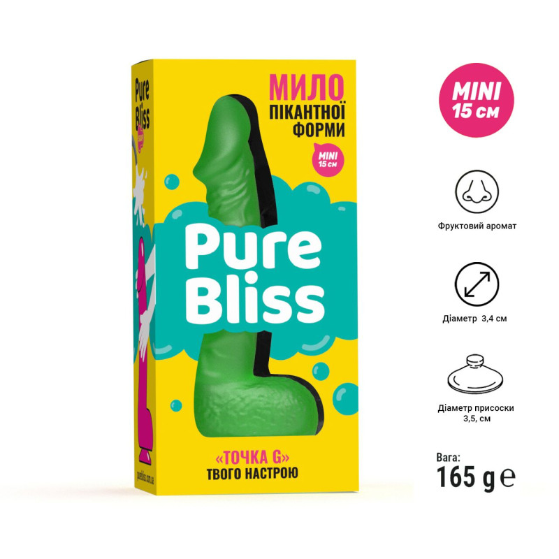 Крафтовое мыло-член с присоской Pure Bliss MINI Green, натуральное Крафтовое мыло-член с присоской Pure Bliss MINI Green, натуральное