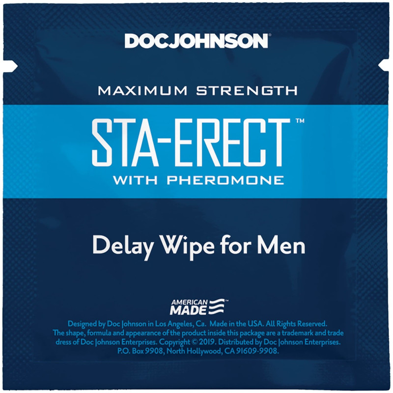 Пролонгирующая салфетка Doc Johnson Sta-Erect Delay Wipe For Men с феромонами Пролонгирующая салфетка Doc Johnson Sta-Erect Delay Wipe For Men с феромонами