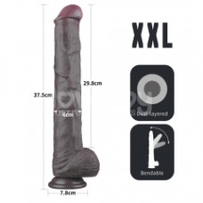 Фаллоимитатор LoveToy Dual Layered Bendable Silicone Cock XXL 14.5 Black