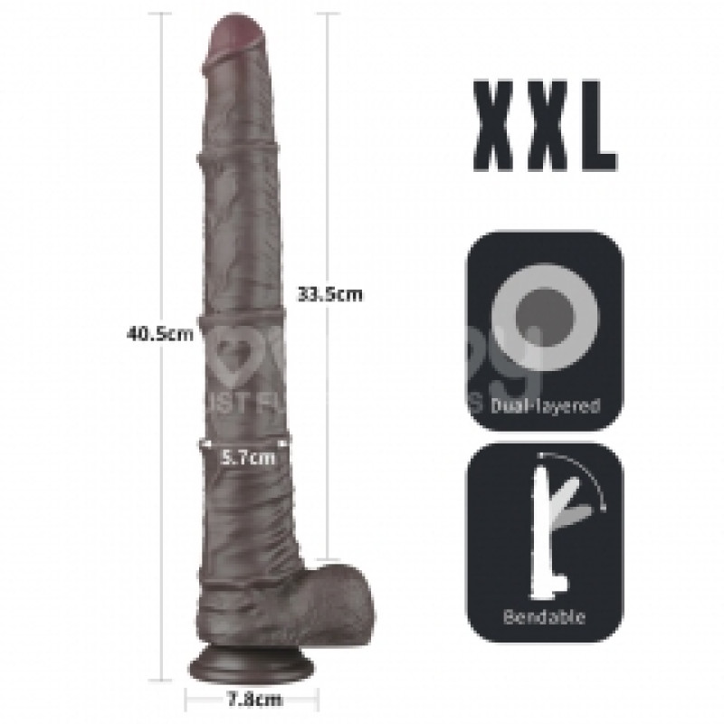 Фаллоимитатор LoveToy Dual Layered Bendable Silicone Cock XXL 16 Black