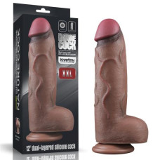 Фаллоимитатор LoveToy DualLoveToyLayered Silicone Cock XXL 12 Brown