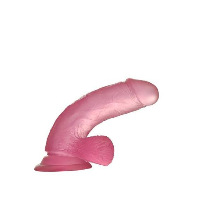 Фалоімітатор з мошонкою LoveToy Jelly Studs Crystal Dildo Small 6 Pink