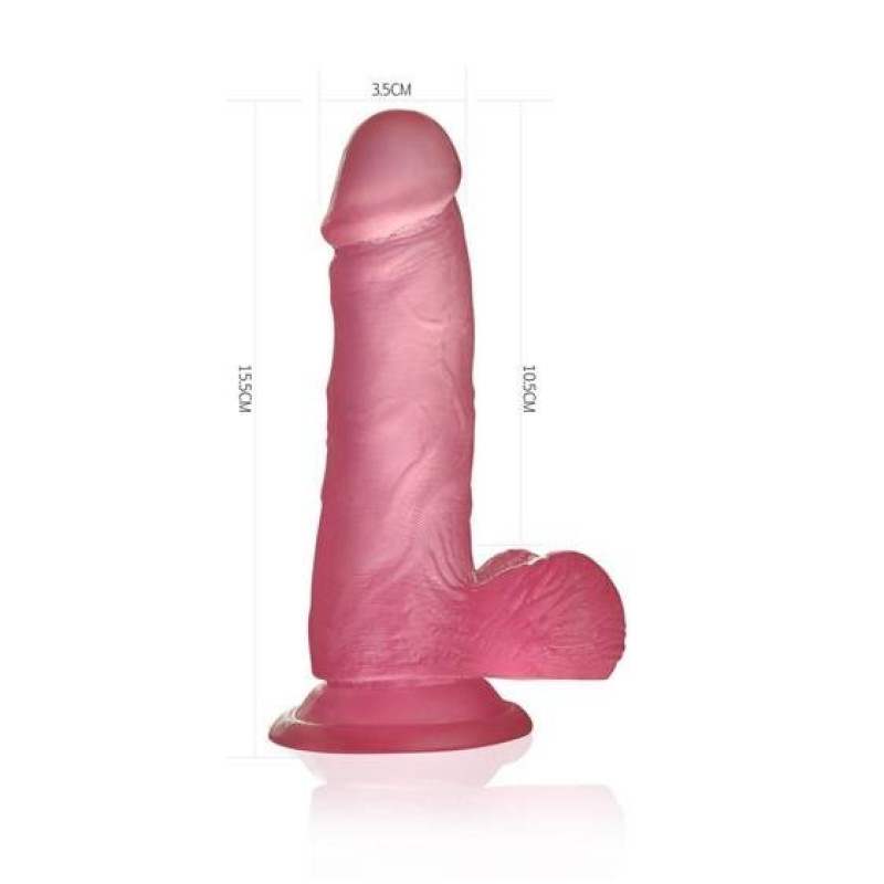 Фалоімітатор з мошонкою LoveToy Jelly Studs Crystal Dildo Small 6 Pink