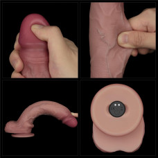 Реалістичний вібратор LoveToy Vibrating Sliding Skin Pro II Dual Layer Silicone Dong 10 Flesh