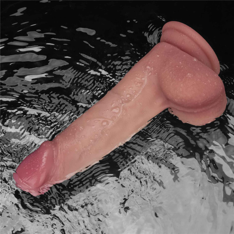 Реалистичный вибратор LoveToy Vibrating Sliding Skin Pro II Dual Layer Silicone Dong 8 Flesh
