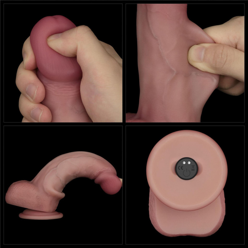 Реалистичный вибратор LoveToy Vibrating Sliding Skin Pro II Dual Layer Silicone Dong 8 Flesh