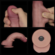 Реалістичний вібратор LoveToy Vibrating Sliding Skin Pro II Dual Layer Silicone Dong 8.5 Flesh