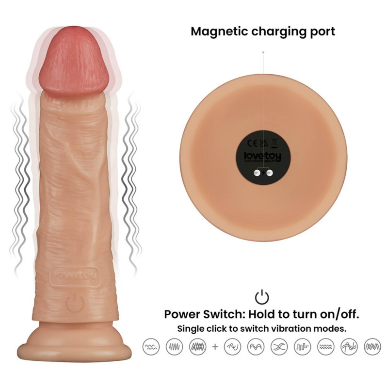 Реалистичный вибратор LoveToy Vibrating Power Basics Cock 7