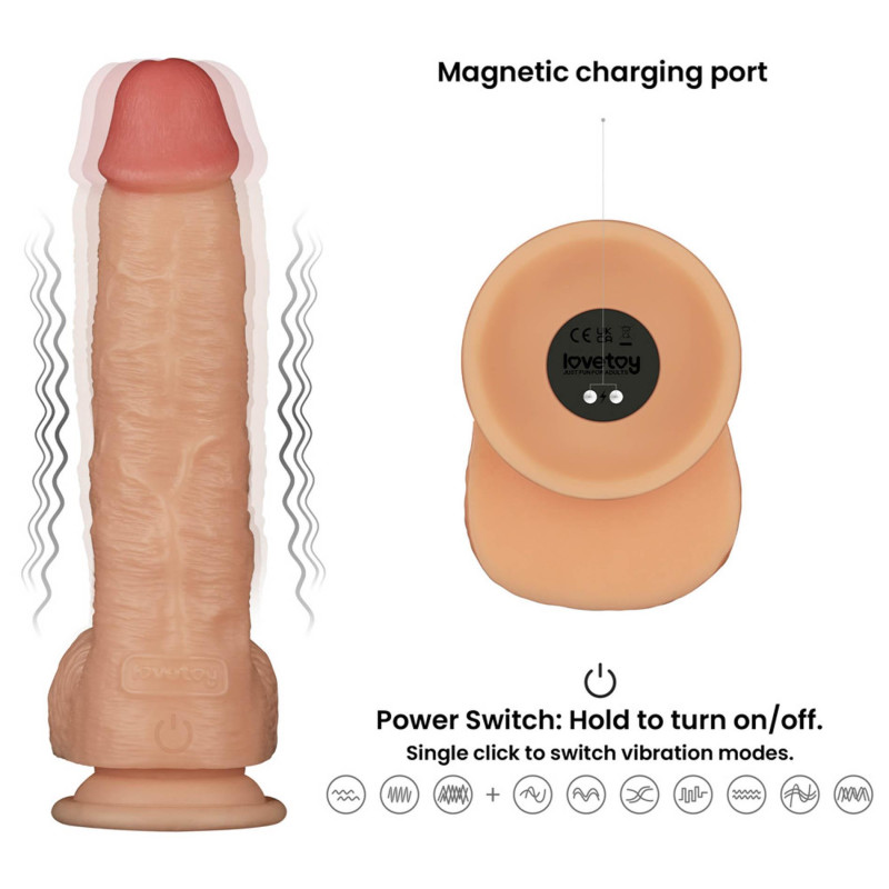 Реалистичный вибратор LoveToy Vibrating Power Basics Cock 9.5
