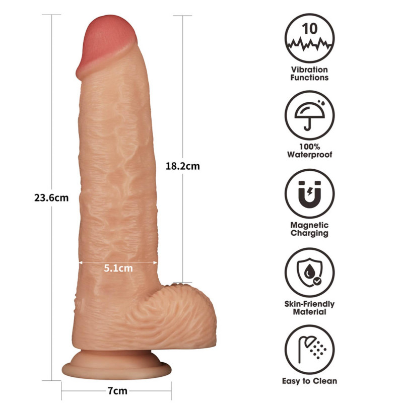 Реалистичный вибратор LoveToy Vibrating Power Basics Cock 9.5