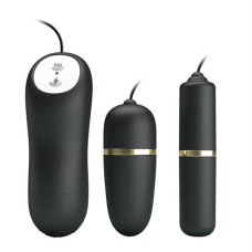 Виброяйцо с вибропулей Pretty Love Electric Stimulation Double Vibro-Bullets Black