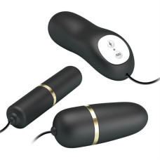 Виброяйцо с вибропулей Pretty Love Electric Stimulation Double Vibro-Bullets Black
