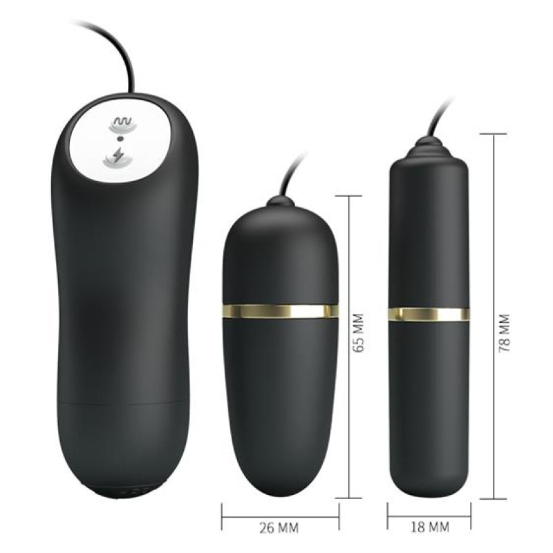 Виброяйцо с вибропулей Pretty Love Electric Stimulation Double Vibro-Bullets Black