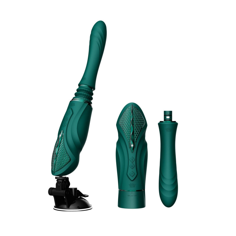 Компактная смарт секс-машина Zalo – Sesh Turquoise Green, 2 насадки, пульт ДУ, кристалл Swarovski Компактная смарт секс-машина Zalo – Sesh Turquoise Green, 2 насадки, пульт ДУ, кристалл Swarovski