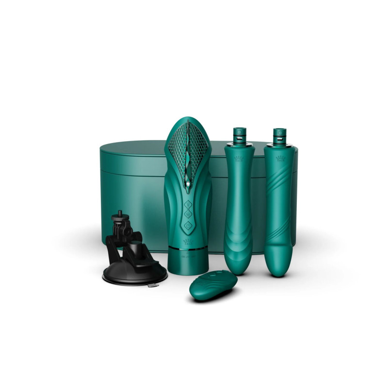 Компактная смарт секс-машина Zalo – Sesh Turquoise Green, 2 насадки, пульт ДУ, кристалл Swarovski Компактная смарт секс-машина Zalo – Sesh Turquoise Green, 2 насадки, пульт ДУ, кристалл Swarovski