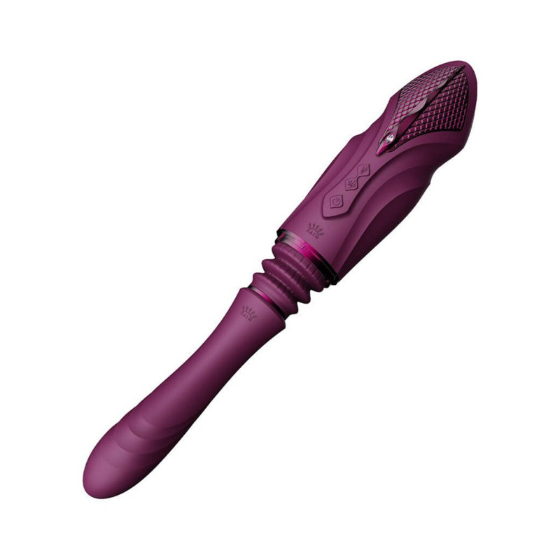 Компактная смарт секс-машина Zalo – Sesh Velvet Purple, 2 насадки, пульт ДУ, кристалл Swarovski