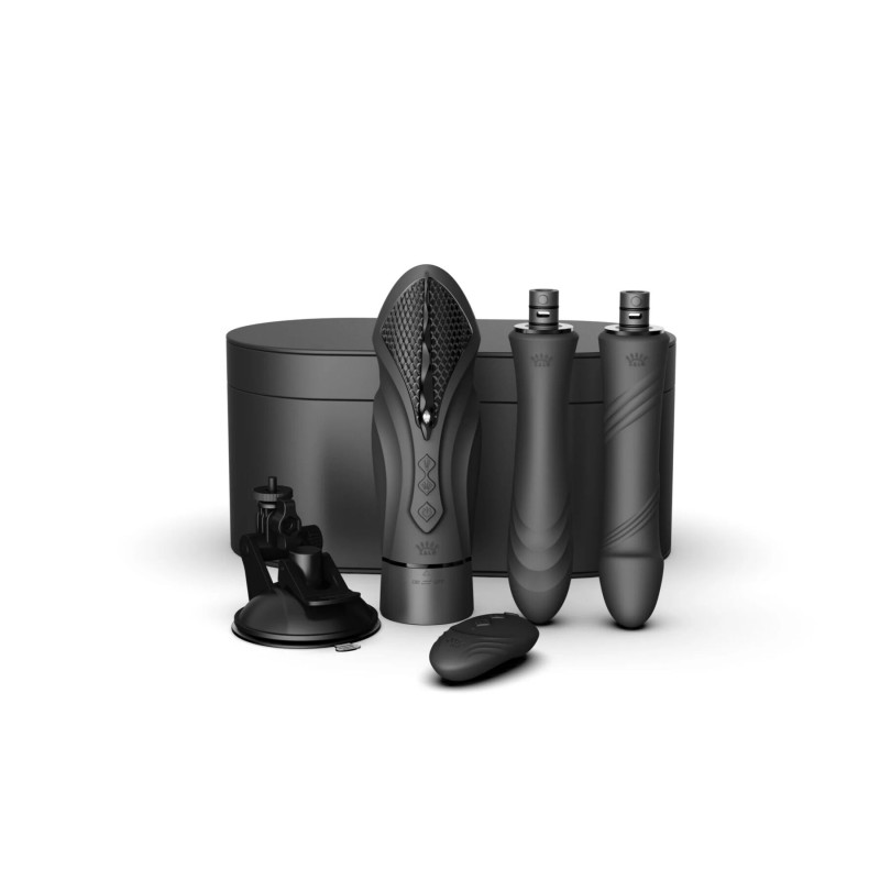 Компактная смарт секс-машина Zalo – Sesh Obsidian Black, 2 насадки, пульт ДУ, кристалл Swarovski Компактная смарт секс-машина Zalo – Sesh Obsidian Black, 2 насадки, пульт ДУ, кристалл Swarovski