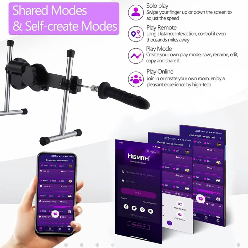 Смарт секс-машина Hismith AK-09 Sex Machine APP з фалоімітатором, бездротовий пульт ДК Смарт секс-машина Hismith AK-09 Sex Machine APP з фалоімітатором, бездротовий пульт ДК