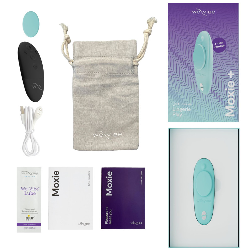 Смарт-вібратор у трусики We-Vibe Moxie+ Aqua, оновлений пульт ДК Смарт-вібратор у трусики We-Vibe Moxie+ Aqua, оновлений пульт ДК