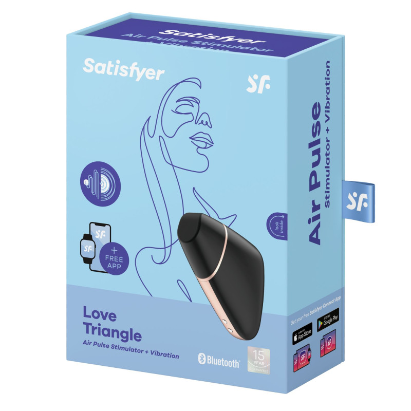 Вакуумний кліторальний стимулятор Satisfyer Love Triangle Чорний з керуванням через інтернет Вакуумний кліторальний стимулятор Satisfyer Love Triangle Чорний з керуванням через інтернет