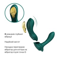 Смарт-вибратор в трусики Zalo - AYA Turquoise Green, насадка и пульт ДУ