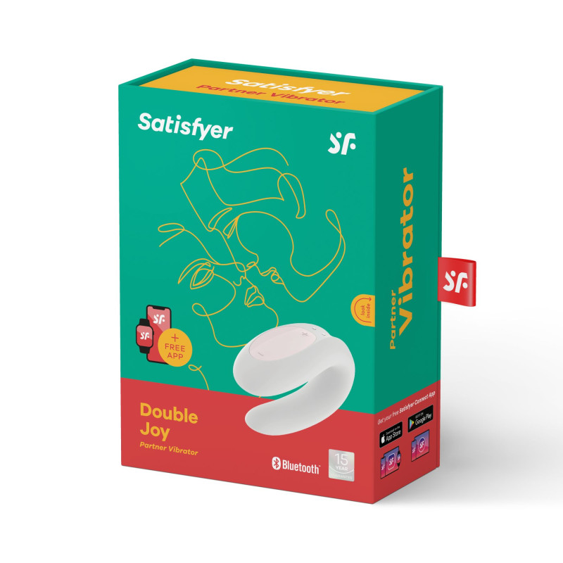 Смарт-вибратор для пар Satisfyer Double Joy Белый с широким клиторальным стимулятором Смарт-вибратор для пар Satisfyer Double Joy Белый с широким клиторальным стимулятором