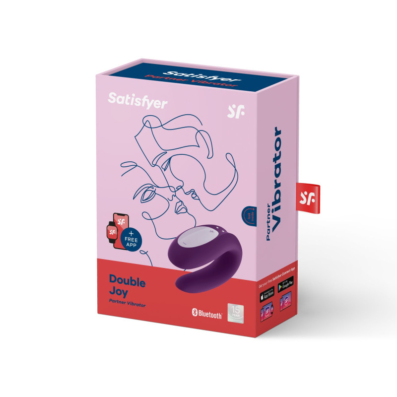 Смарт-вибратор для пар Satisfyer Double Joy Фиолетовый с широким клиторальным стимулятором Смарт-вибратор для пар Satisfyer Double Joy Фиолетовый с широким клиторальным стимулятором