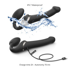 Безременный вибрострапон с вакуумной стимуляцией Strap-On-Me MULTI ORGASM Black S, регулируемый