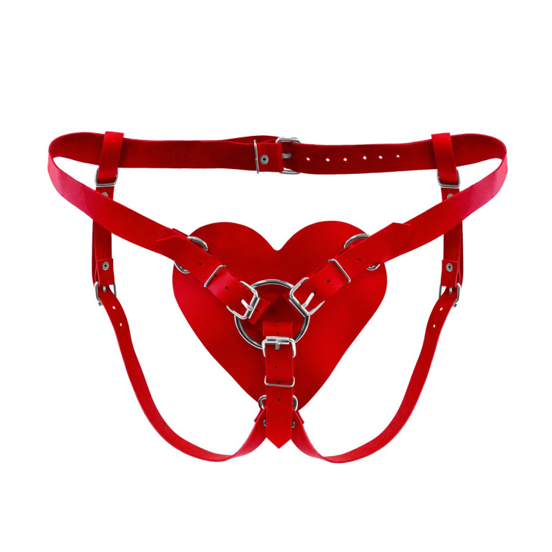 Трусики Сердце для страпона из натуральной кожи Feral Feelings - Hearts Strap-on Belt Red Трусики Сердце для страпона из натуральной кожи Feral Feelings - Hearts Strap-on Belt Red