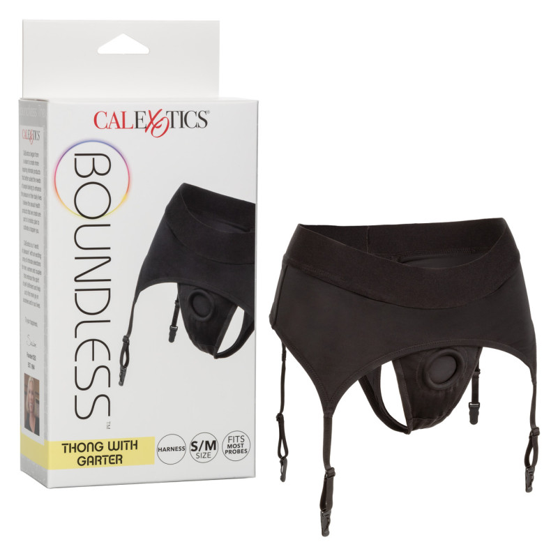 Трусики для страпона с высоким поясом California Exotics Boundless Thong with Garter S/M Трусики для страпона с высоким поясом California Exotics Boundless Thong with Garter S/M