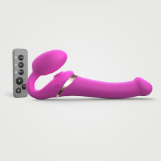 Безременный вибрострапон с вакуумной стимуляцией Strap-On-Me MULTI ORGASM Fuchsia M, регулируемый