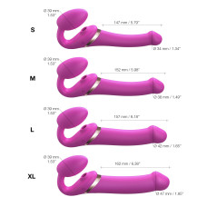 Безременный вибрострапон с вакуумной стимуляцией Strap-On-Me MULTI ORGASM Fuchsia M, регулируемый