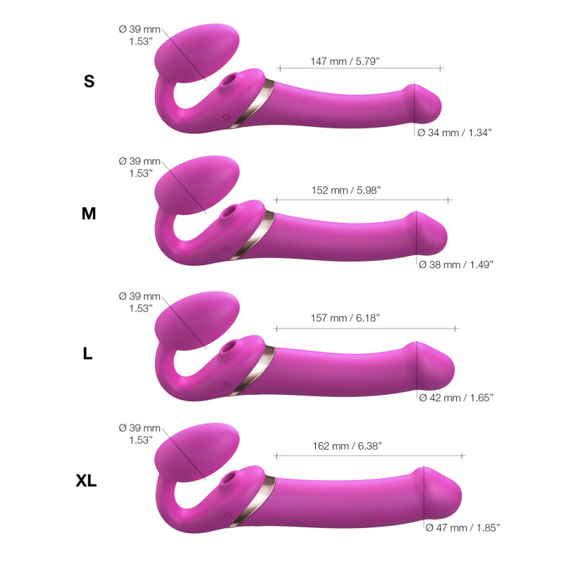 Безременный вибрострапон с вакуумной стимуляцией Strap-On-Me MULTI ORGASM Fuchsia M, регулируемый Безременный вибрострапон с вакуумной стимуляцией Strap-On-Me MULTI ORGASM Fuchsia M, регулируемый