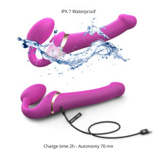 Безременный вибрострапон с вакуумной стимуляцией Strap-On-Me MULTI ORGASM Fuchsia M, регулируемый