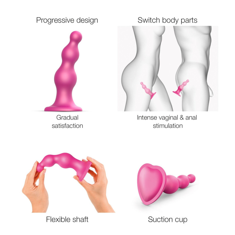 Насадка для страпона Strap-On-Me Dildo Plug Beads Framboise Metallic XXL Насадка для страпона Strap-On-Me Dildo Plug Beads Framboise Metallic XXL