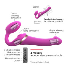 Безременный вибрострапон с вакуумной стимуляцией Strap-On-Me MULTI ORGASM Fuchsia M, регулируемый