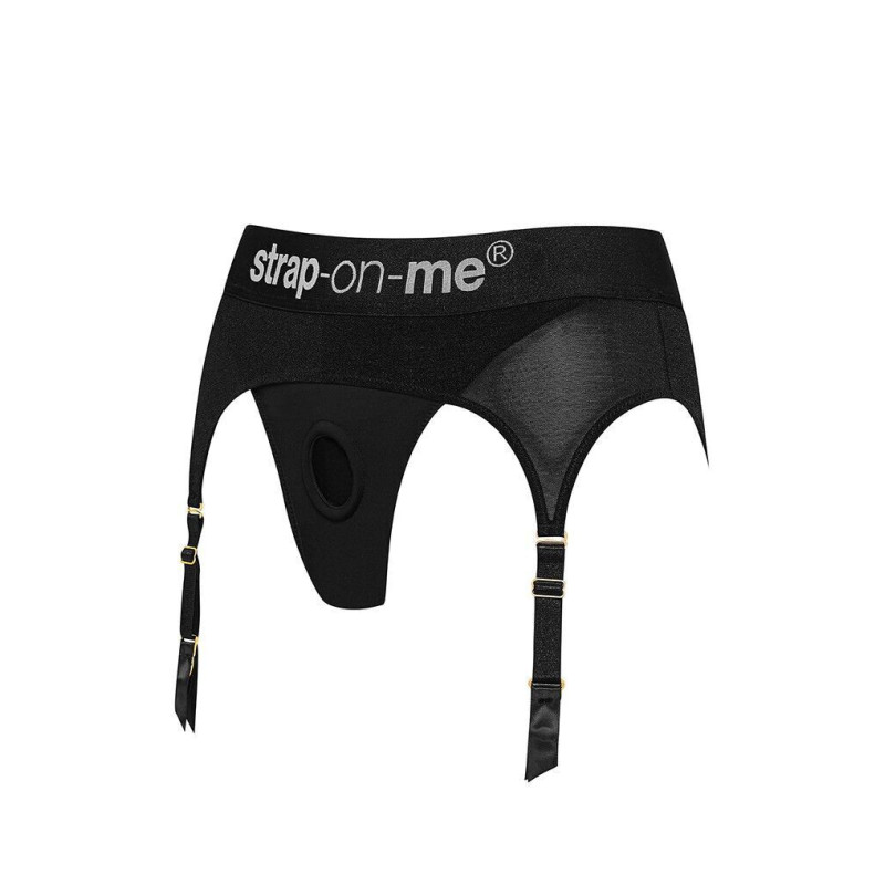 Трусы для страпона с подвязками для чулок Strap-On-Me REBEL HARNESS - XS