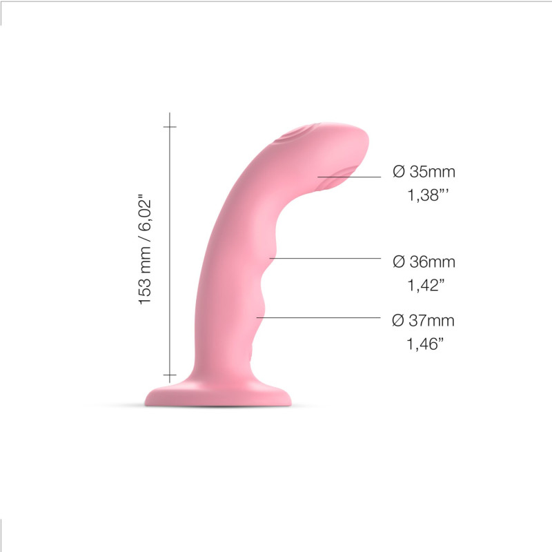 Насадка для страпона с двойной точечной пульсацией Strap-On-Me TAPPING DILDO WAVE – CORAL PINK, М Насадка для страпона с двойной точечной пульсацией Strap-On-Me TAPPING DILDO WAVE – CORAL PINK, М