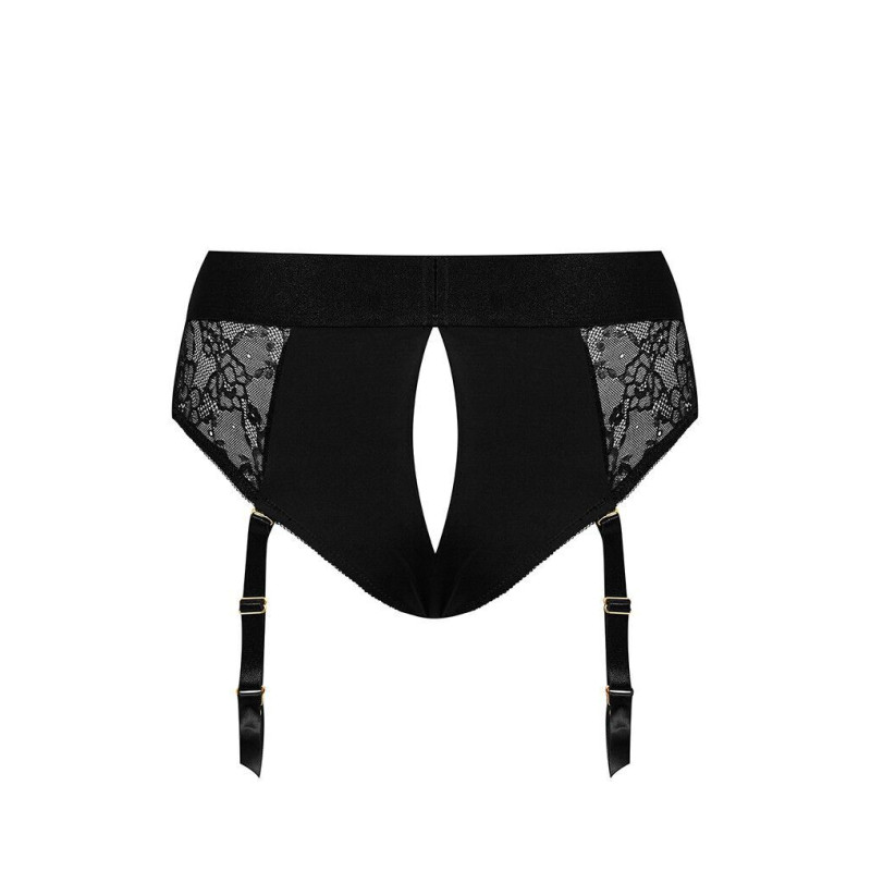 Кружевные трусы для страпона с подвязками для чулок Strap-On-Me DIVA HARNESS - XS