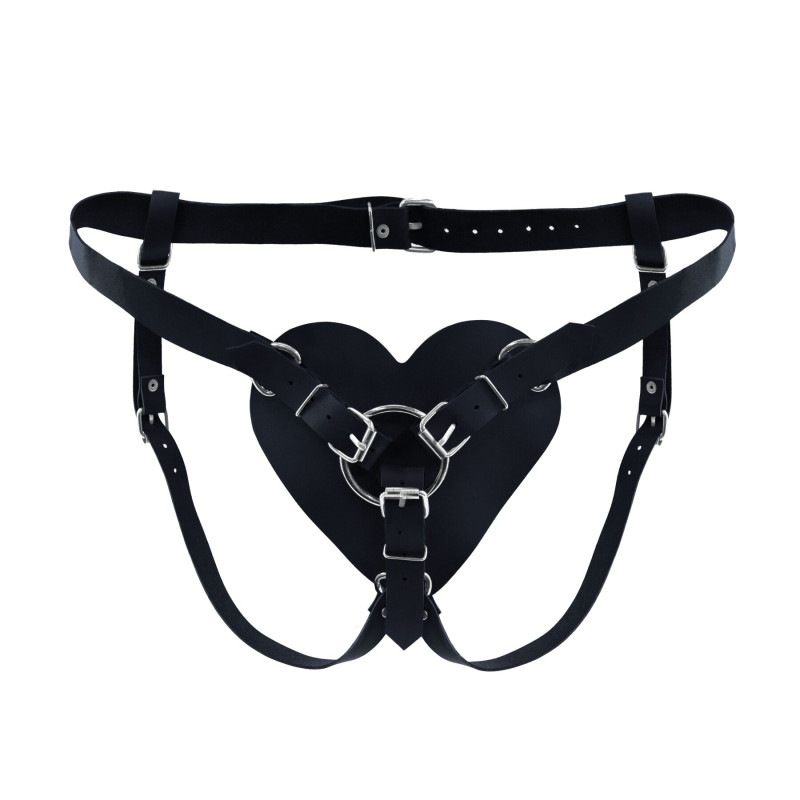 Трусики Сердце для страпона из натуральной кожи Feral Feelings - Hearts Strap-on Belt Black Трусики Сердце для страпона из натуральной кожи Feral Feelings - Hearts Strap-on Belt Black