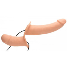 Двойной страпон с вибро Strap U Power Pegger бежевый