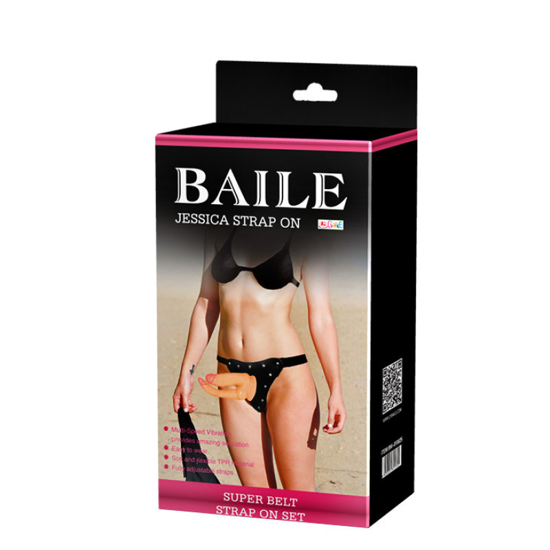 Жіночий страпон LyBaile Ultra Passionate Double Harness Vibrating Тілесний