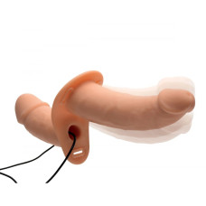 Двойной страпон с вибро Strap U Power Pegger бежевый