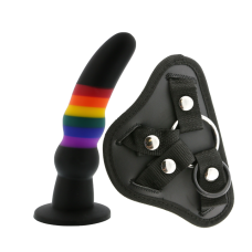 Страпон женский радужный Dreamtoys Colourful Love Strap On Solid Dildo
