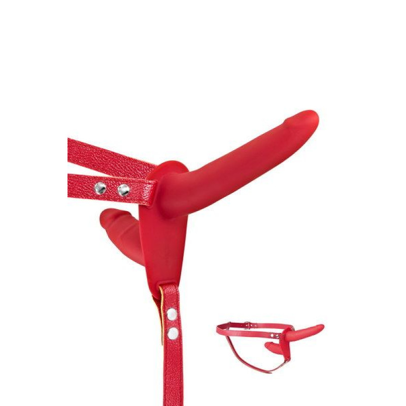 Подвійний страпон Fetish Tentation Strap-On with Double Dildo Червоний Подвійний страпон Fetish Tentation Strap-On with Double Dildo Червоний