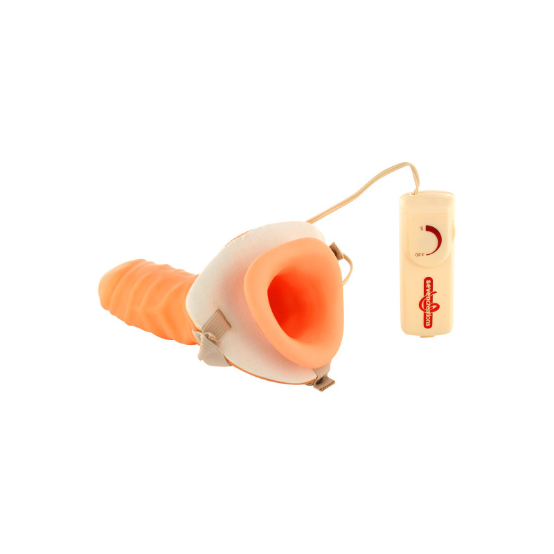 Полый страпон с вибрацией Seven Creations 17Х5 см